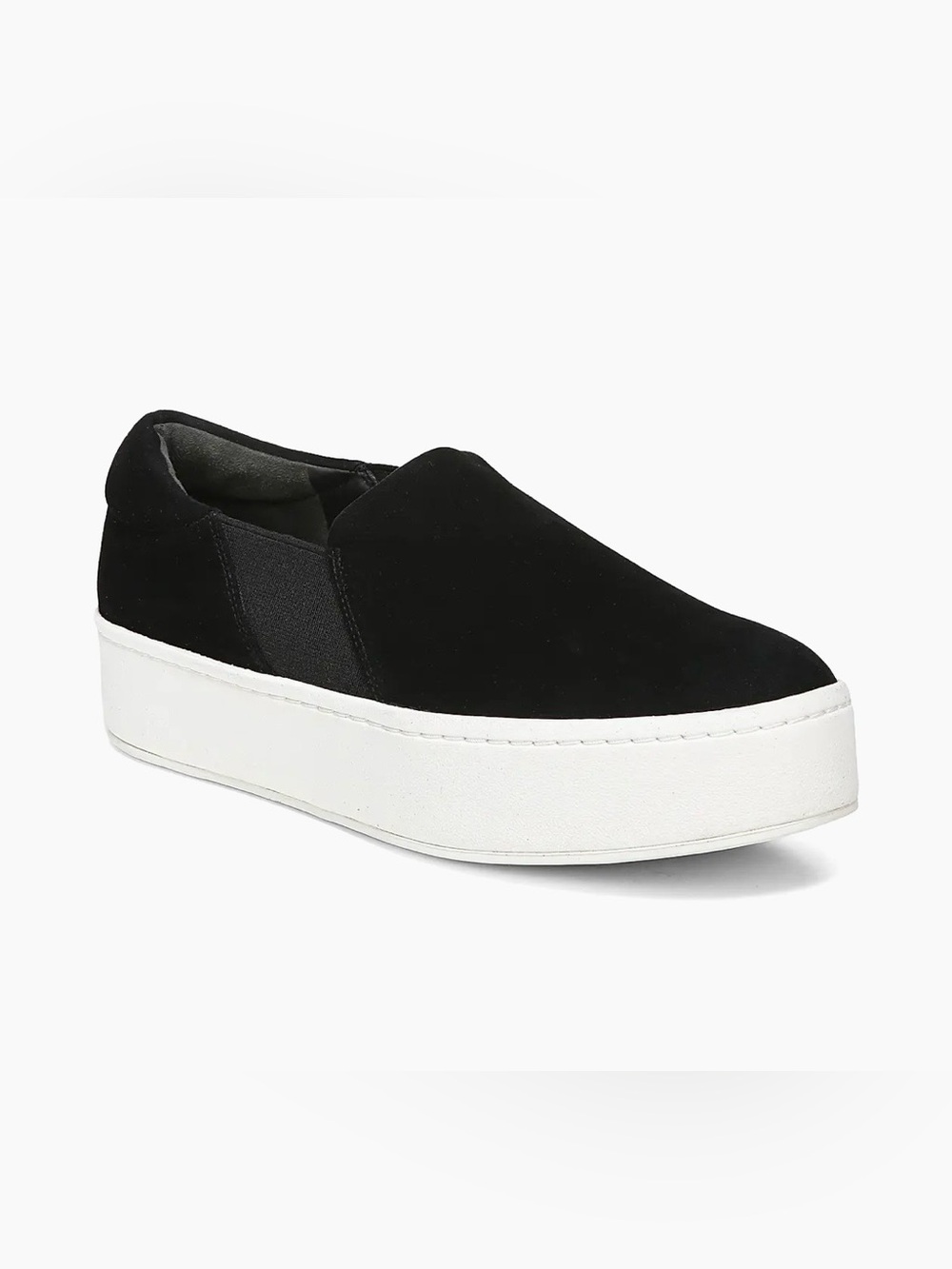Vince Warren Platform Sneakers Black Suede Women Sz 8M Slip On Athleisure